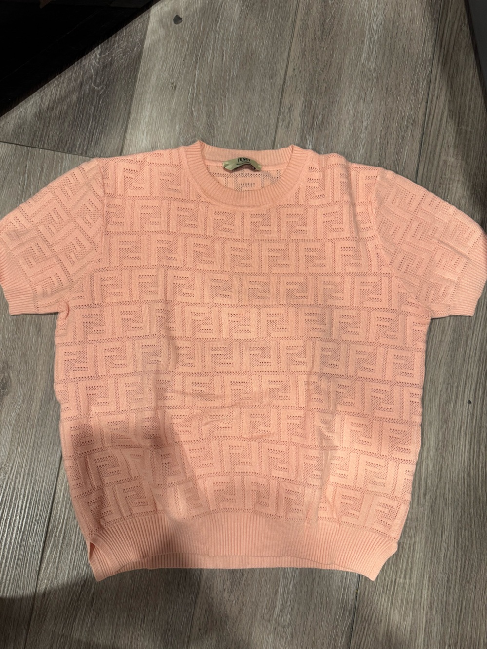 Fendi Pink Short-Sleeve Knit Sweater